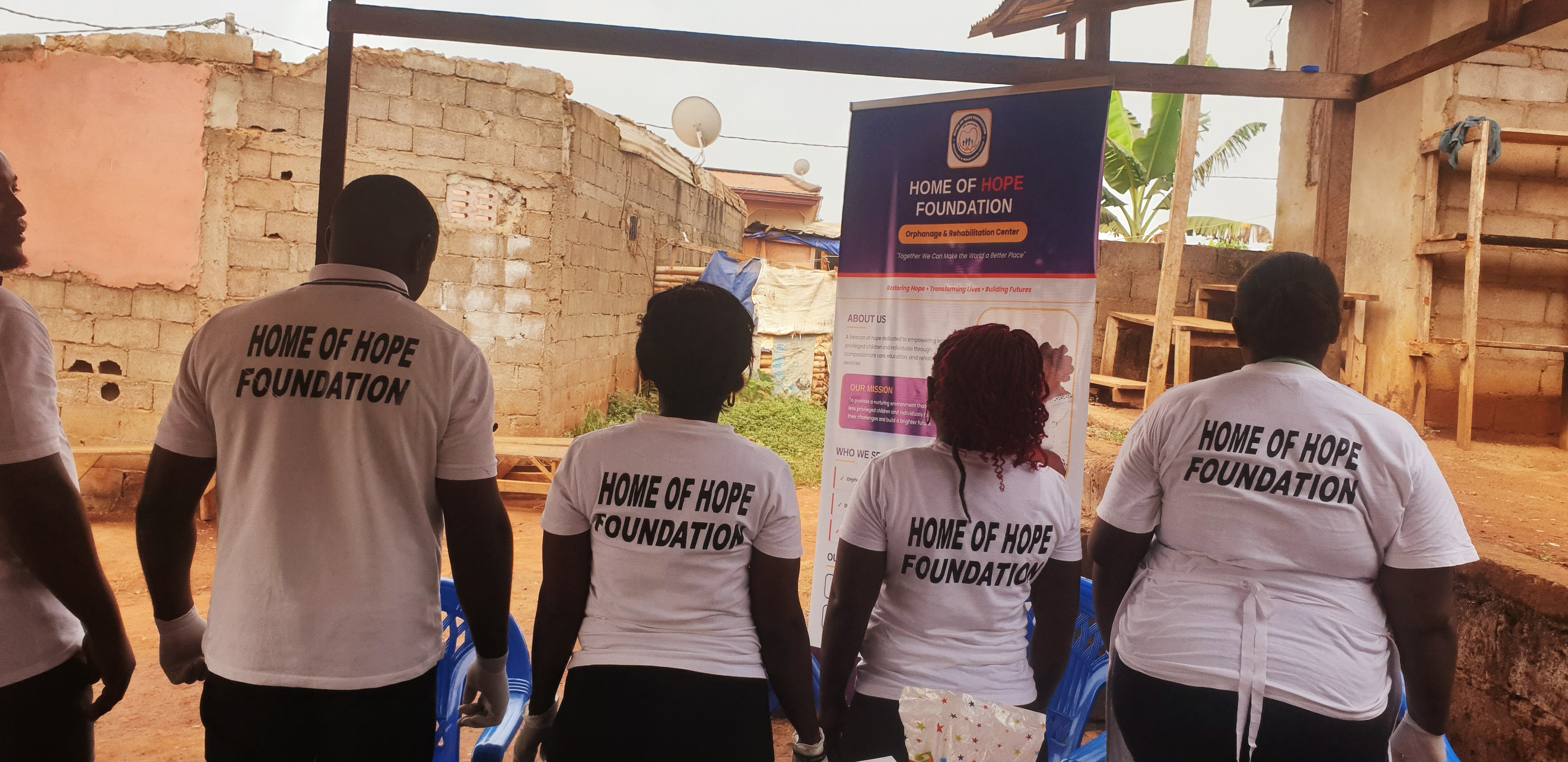 Foundation team in branded shirts