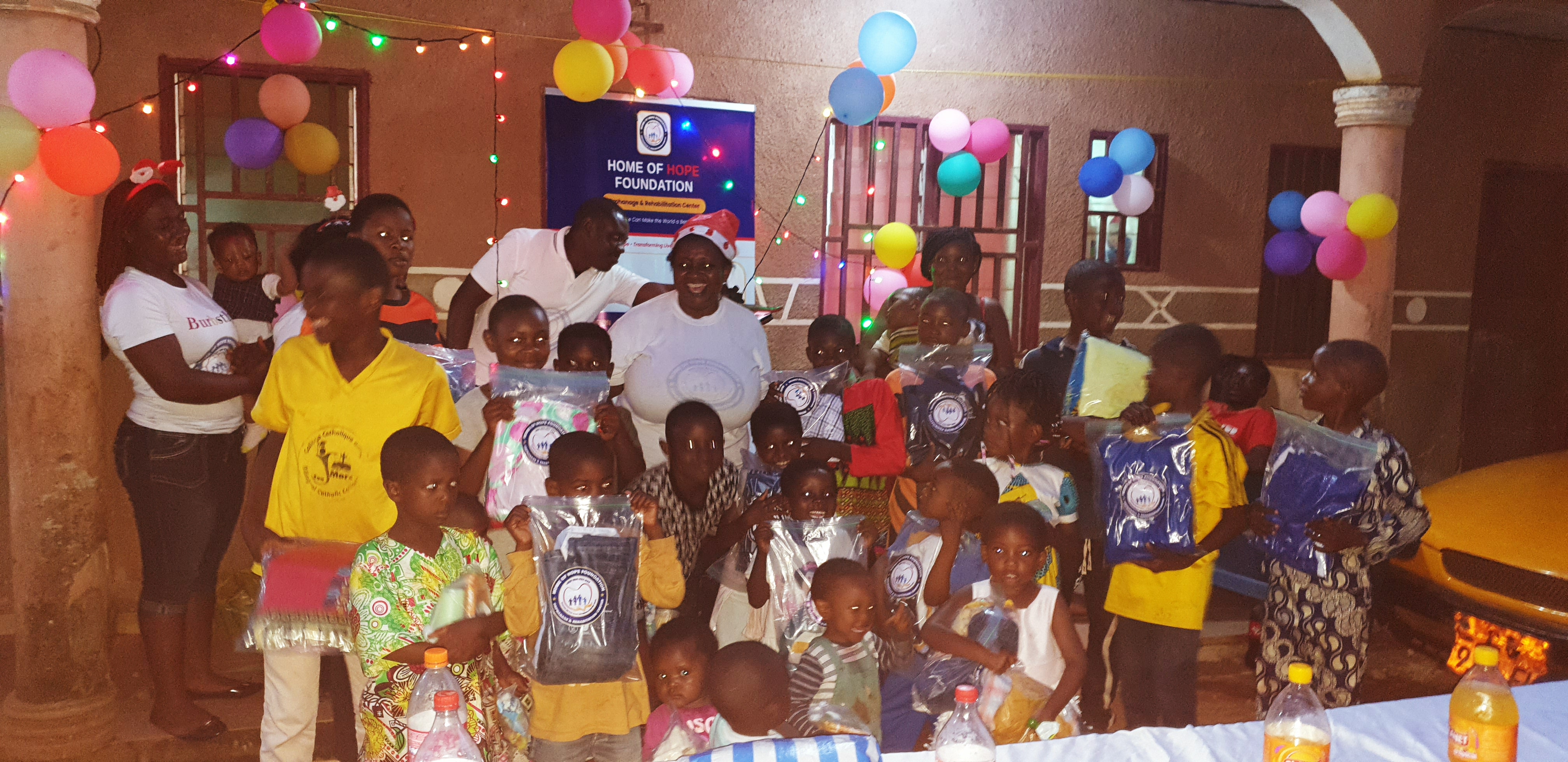 Children holding gifts